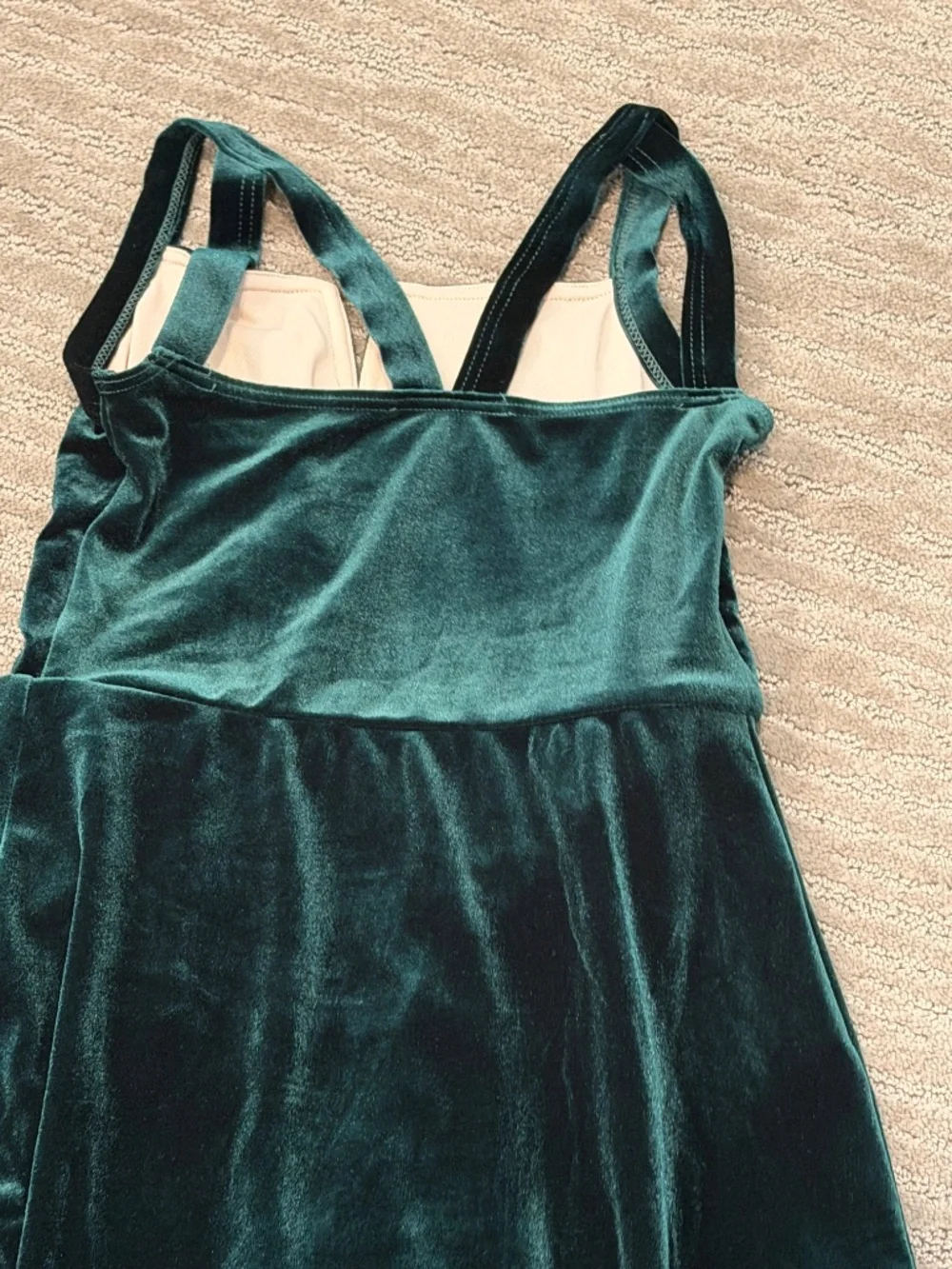 Weissman Elite “No Fool” Green Velvet Midi Dress with Side Slit. Size MC.